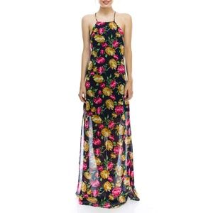 Mono B Slit Up Sheer Skirt Floral Maxi Dress